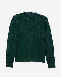 RL Forest Green Cable Knit Sweater & Blue Logo (L)