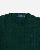 RL Forest Green Cable Knit Sweater & Blue Logo (L)