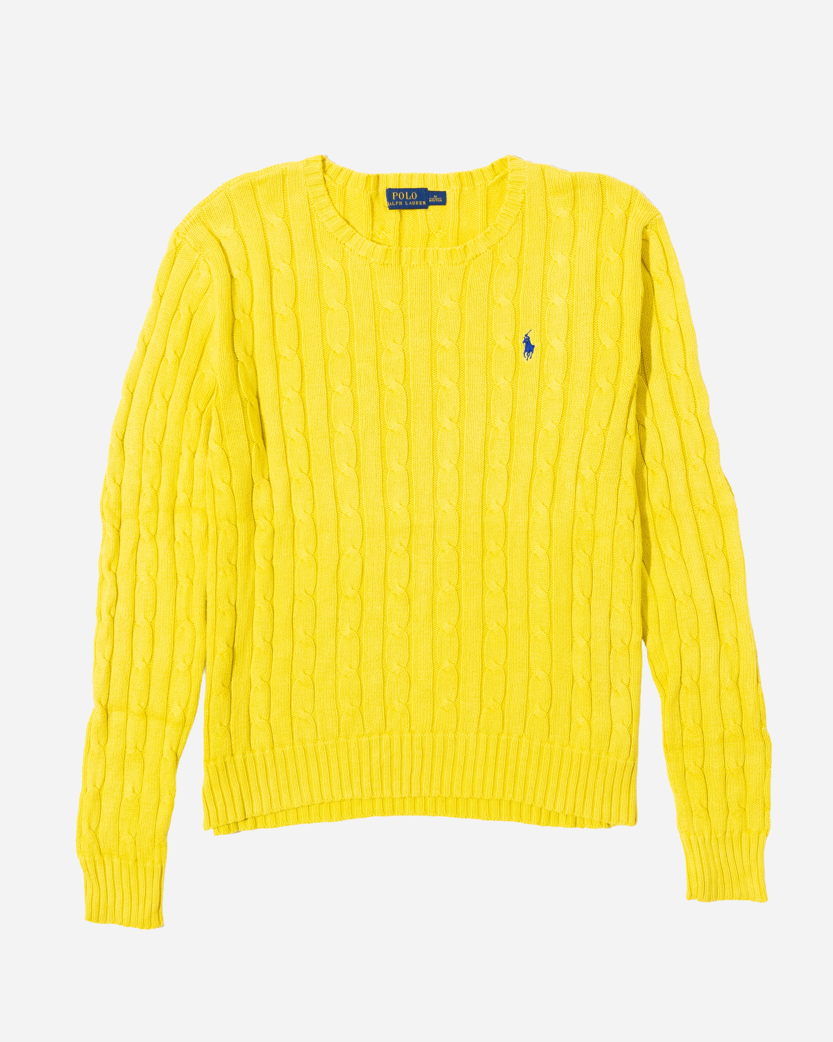 RL Yellow Cable Knit Sweater & Navy Logo (M)