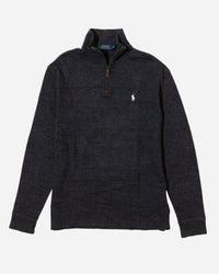 RL Dark Charcoal Half-Zip Sweater & White Logo (M)