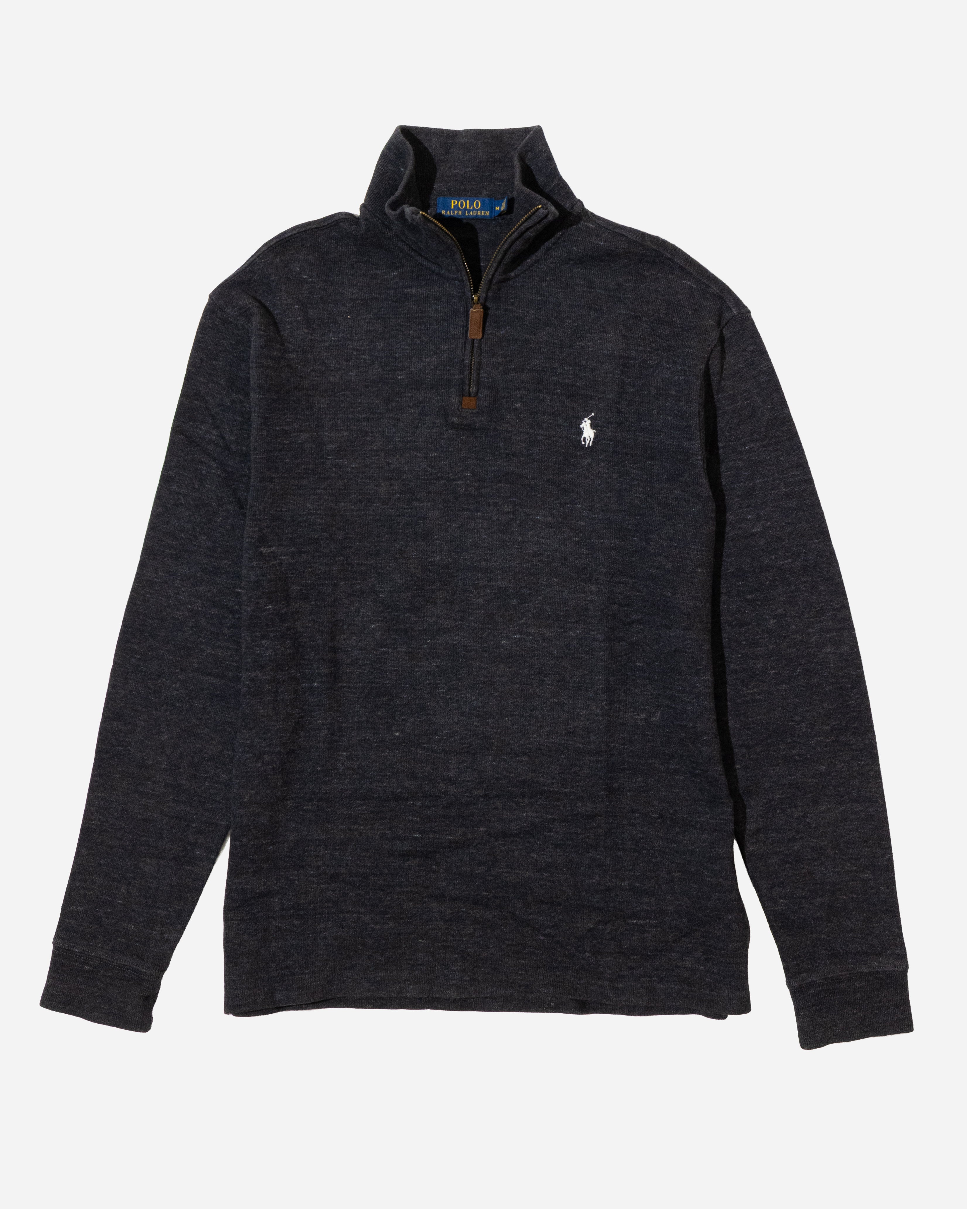 RL Dark Charcoal Half-Zip Sweater & White Logo (M)