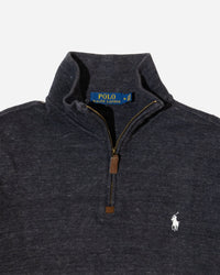 RL Dark Charcoal Half-Zip Sweater & White Logo (M)