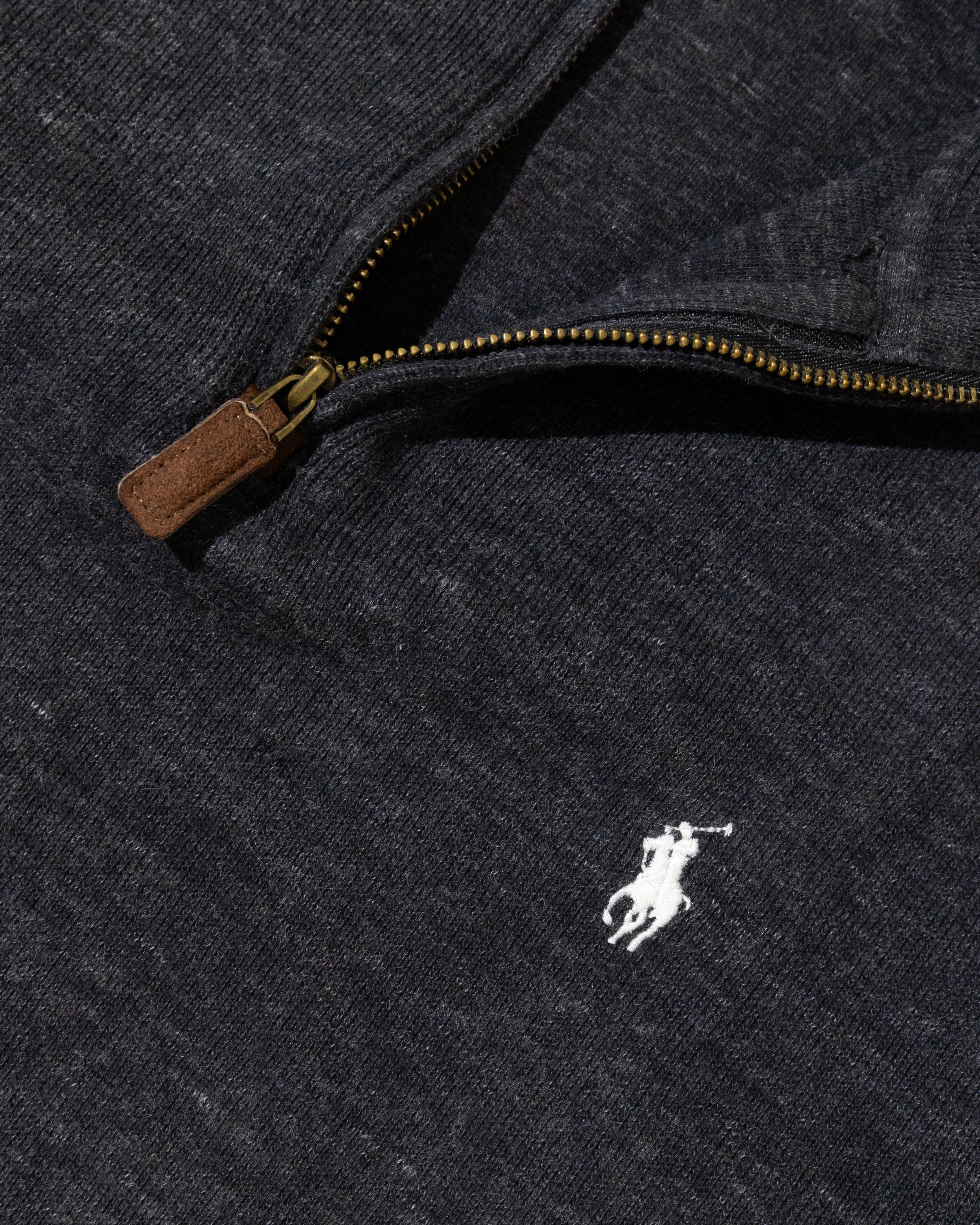 RL Dark Charcoal Half-Zip Sweater & White Logo (M)