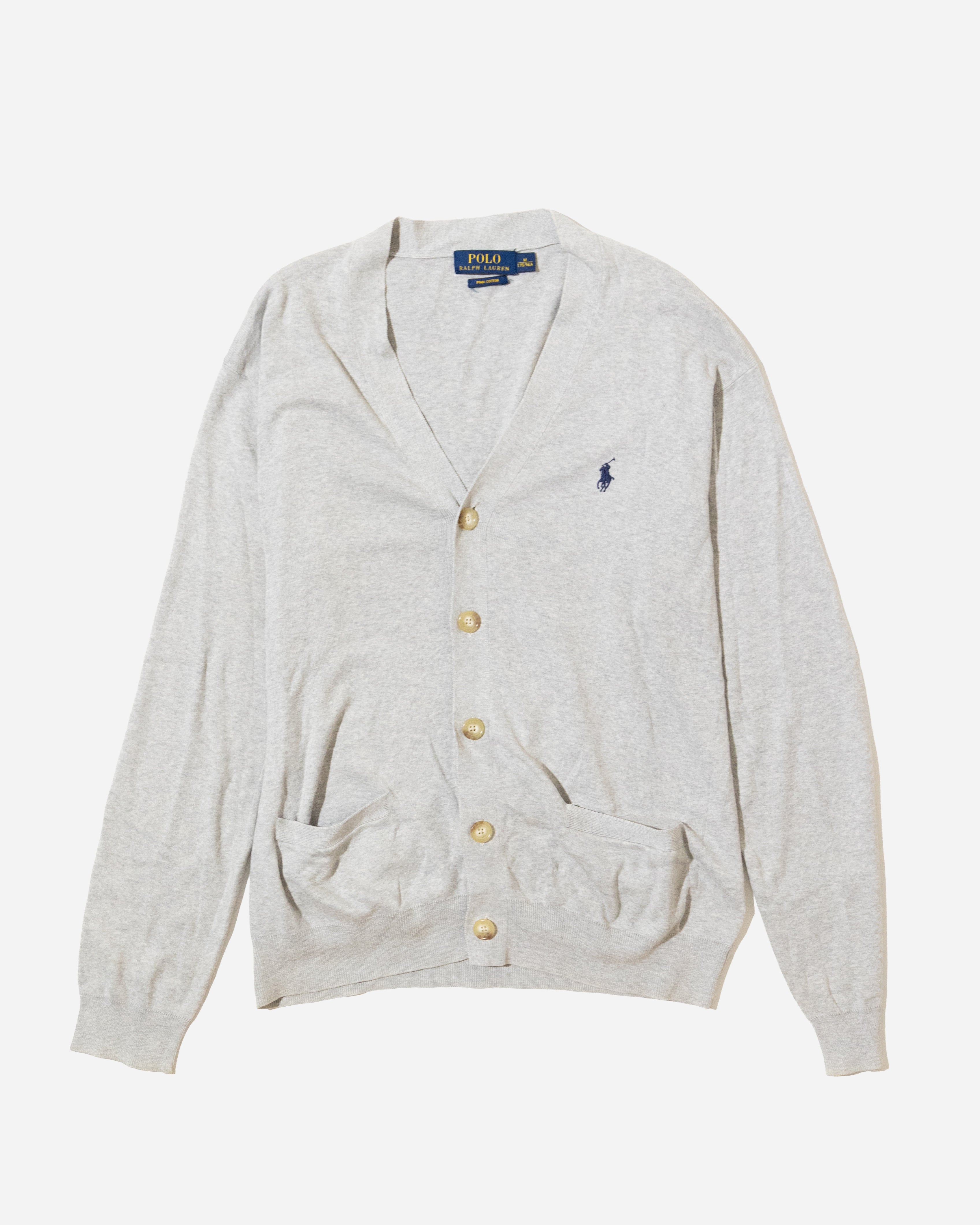 RL Light Grey Knit Cardigan & Navy Logo (L)