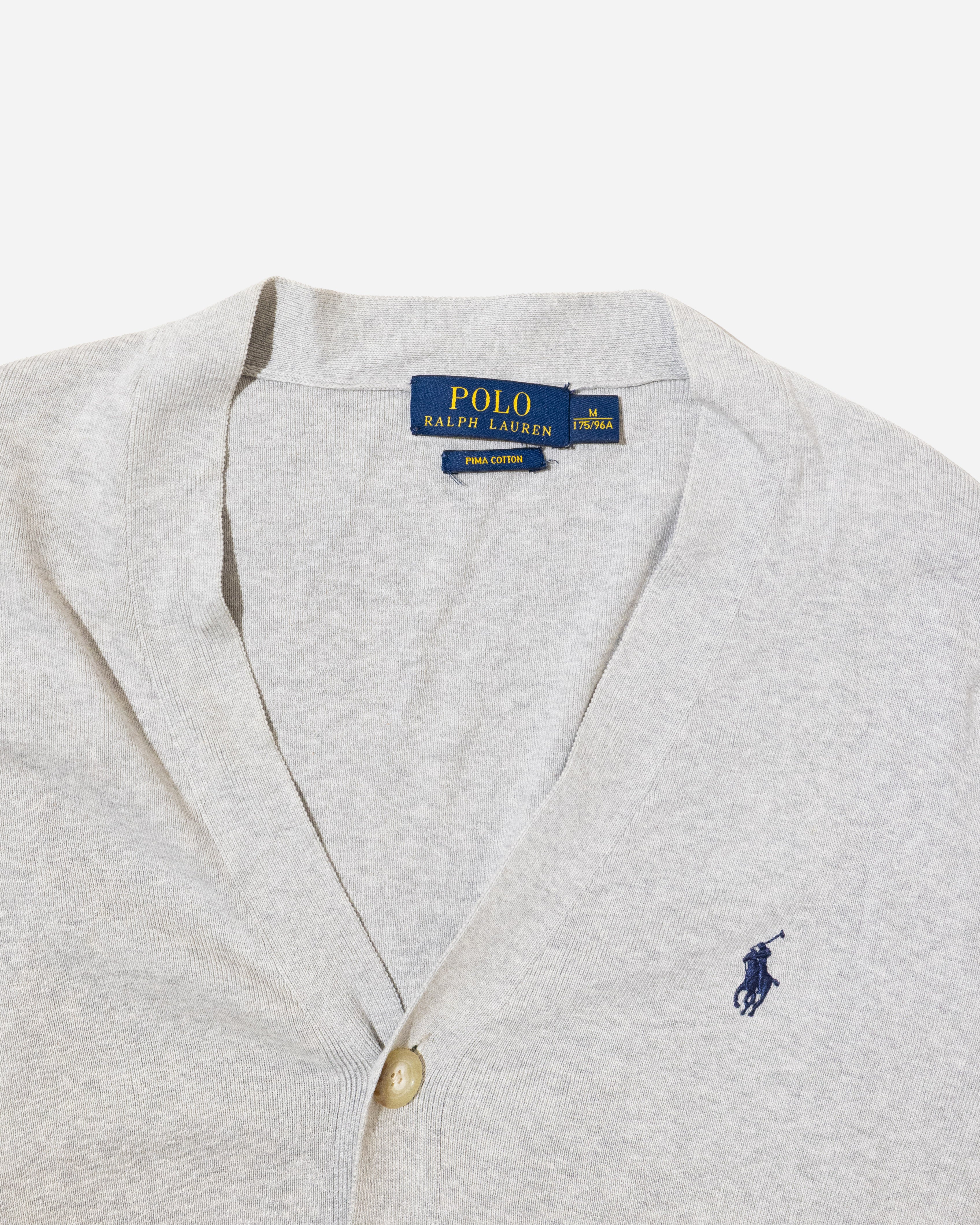 RL Light Grey Knit Cardigan & Navy Logo (L)