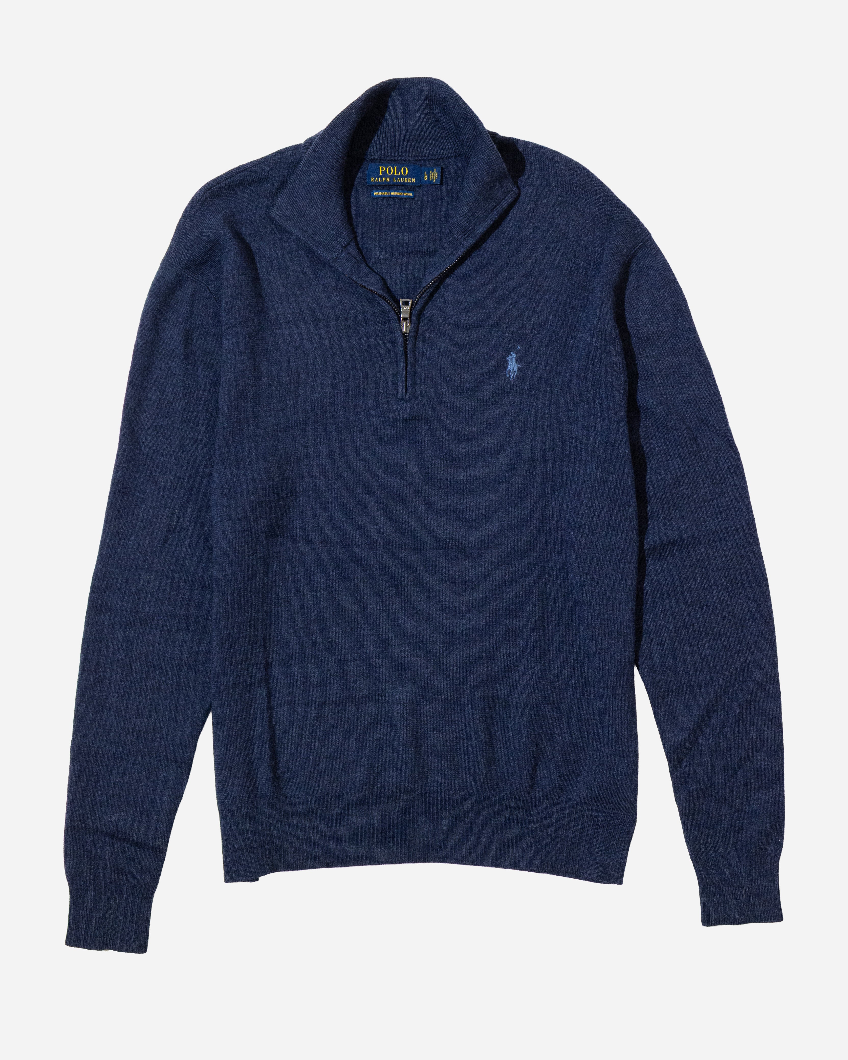 RL Navy Half-Zip Sweater & Light Blue Logo (L)
