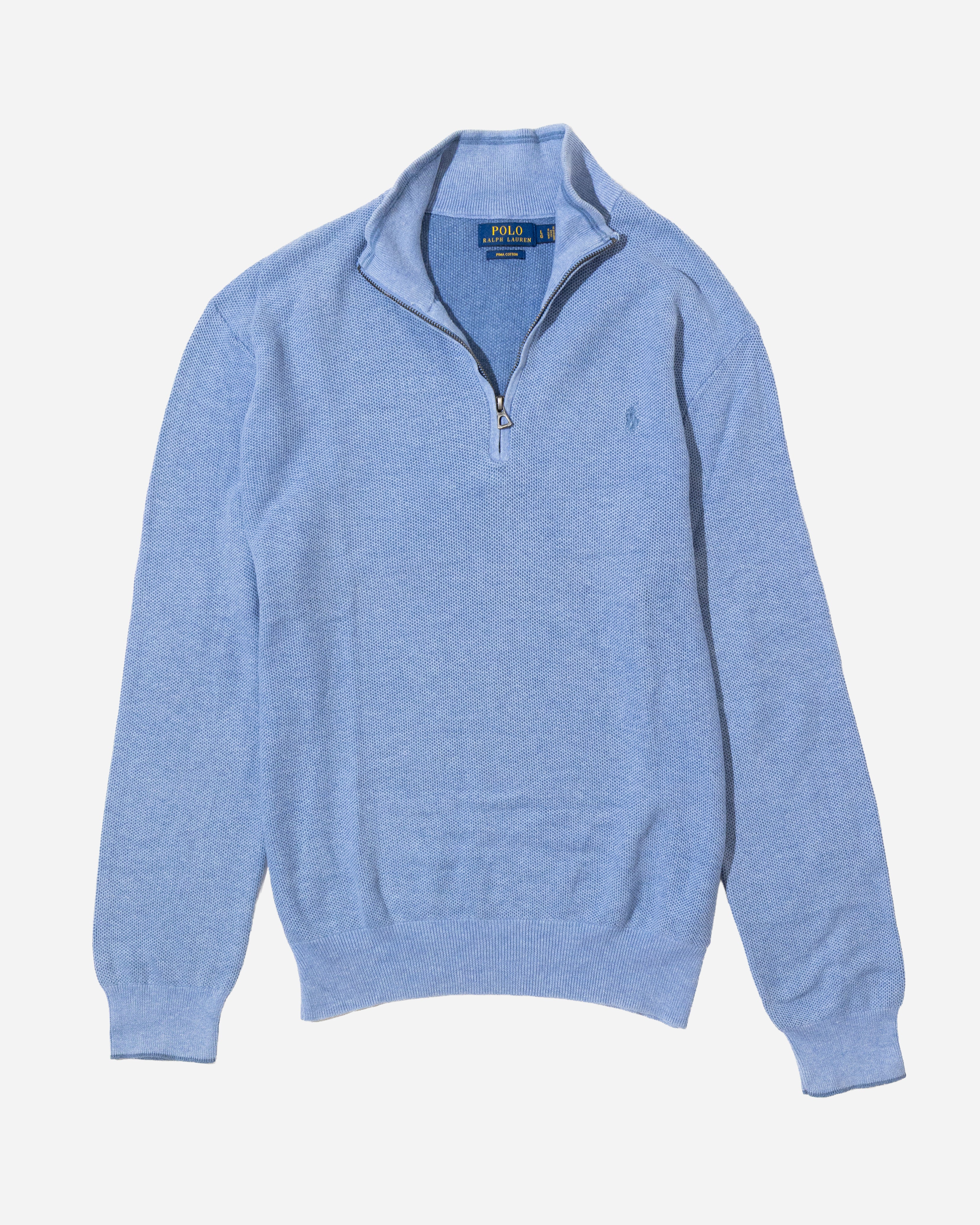 RL Light Blue Half-Zip Sweater & Tonal Logo (L)