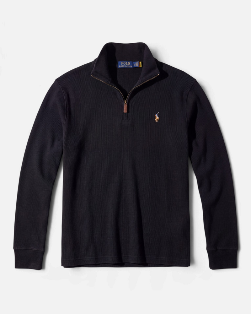 סריג חצי רוכסן שחור לוגו צבעוני Polo Ralph Lauren