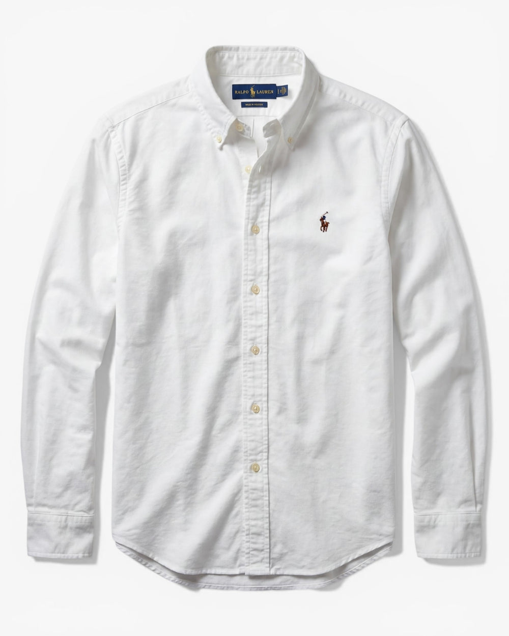 מכופתרת אוקספורד לבנה לוגו צבעוני Polo Ralph Lauren