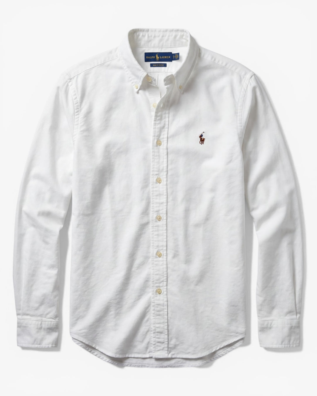 מכופתרת אוקספורד לבנה לוגו צבעוני Polo Ralph Lauren