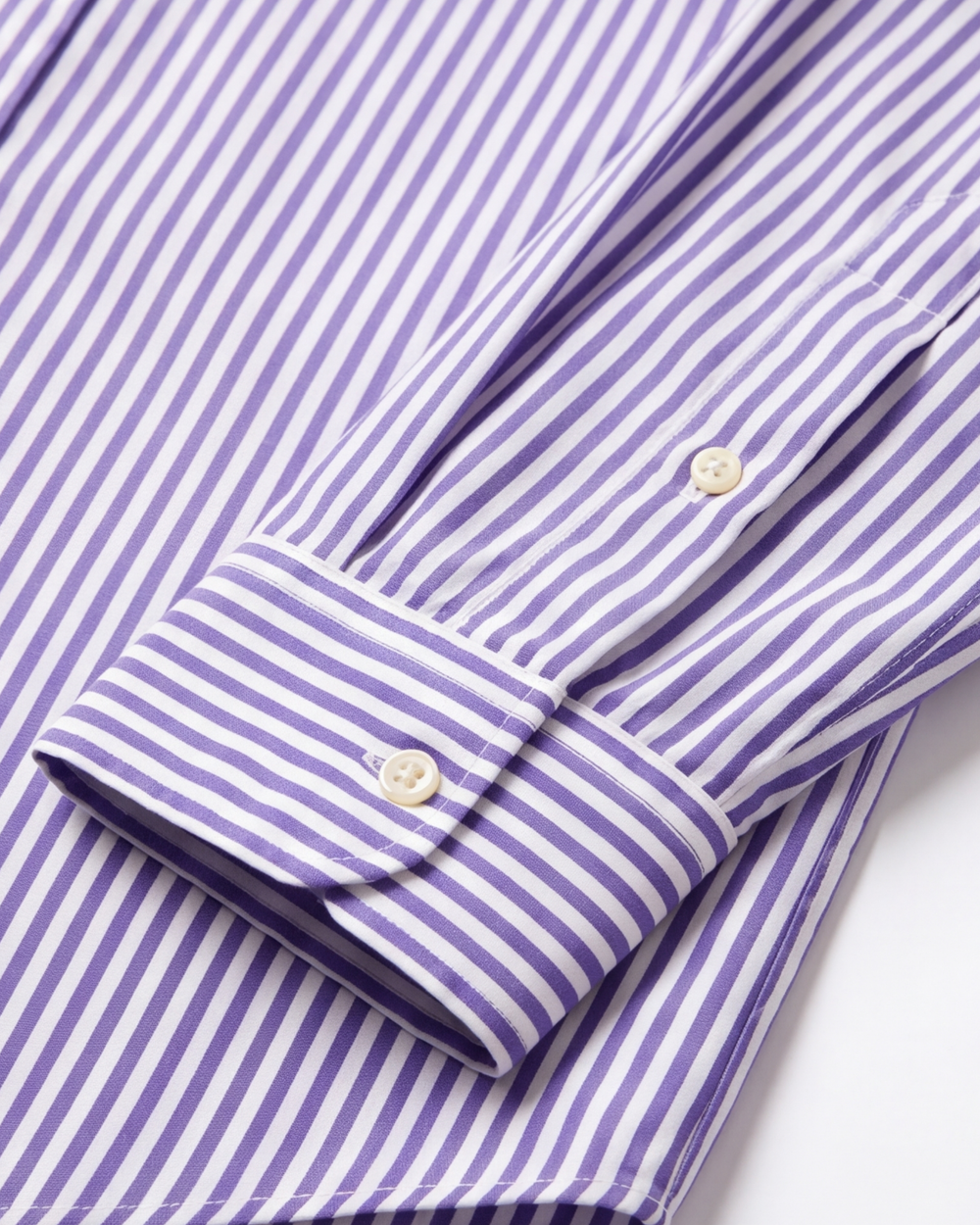 מכופתרת כותנה פופלין פסים לבן-סגול לוגו זהב Polo Ralph Lauren