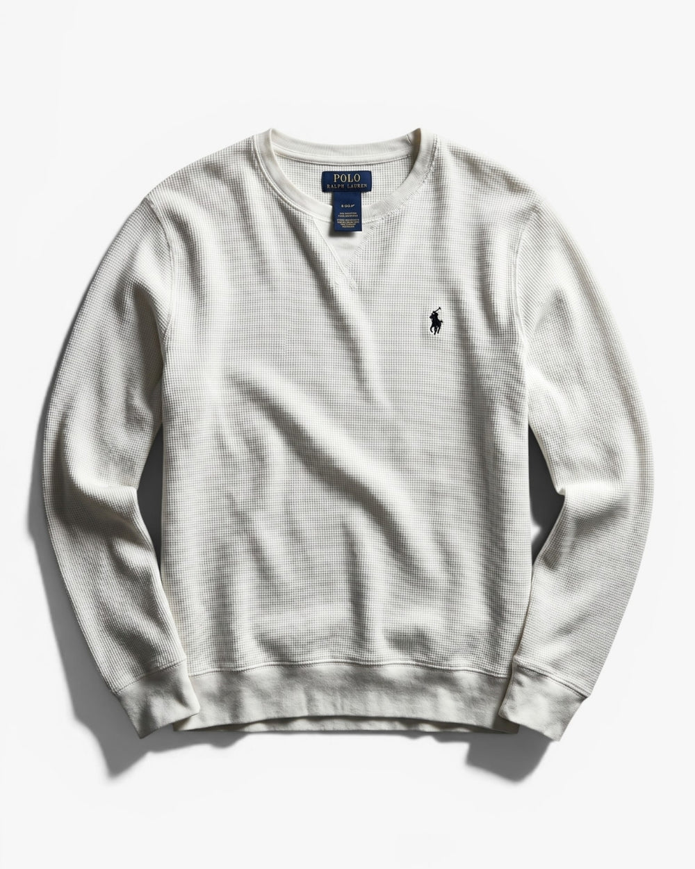 חולצת וופל ארוכה אפור בהיר לוגו שחור Polo Ralph Lauren