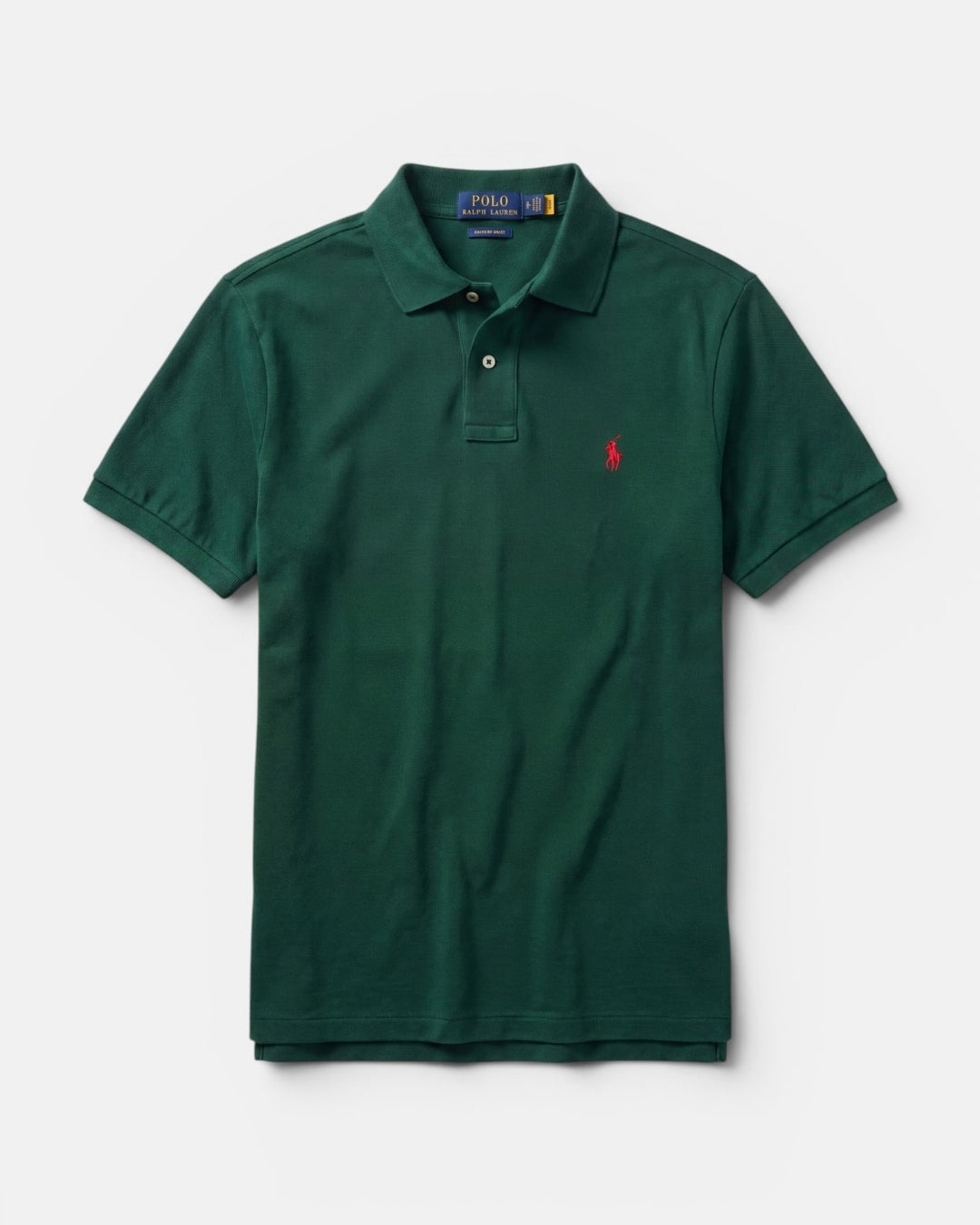 חולצת פולו בד פיקה ירוק בקבוק לוגו אדום Polo Ralph Lauren