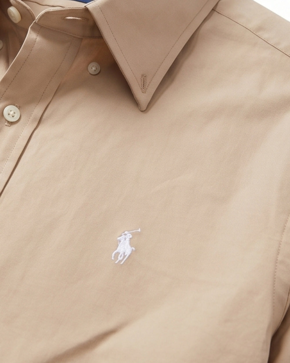 מכופתרת כותנה חומה לוגו לבן Polo Ralph Lauren