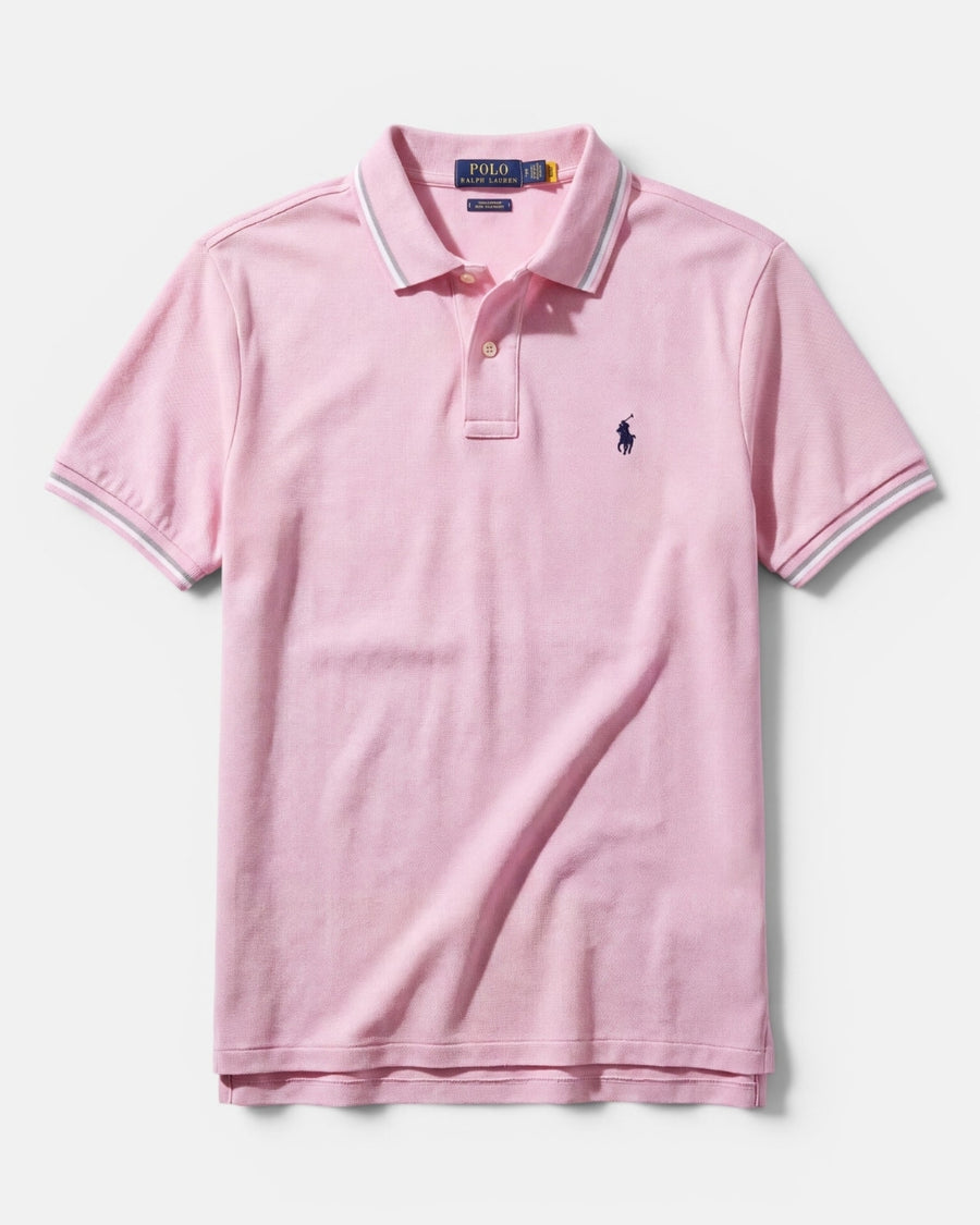 חולצת פולו בד משי ורודה לוגו נייבי Polo Ralph Lauren
