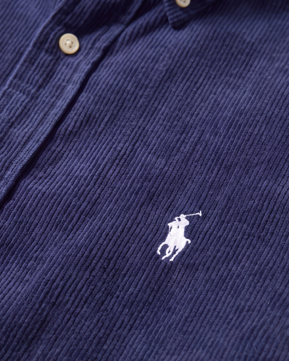 מכופתרת כותנה בד רך פסים כחולים לוגו לבן Polo Ralph Lauren