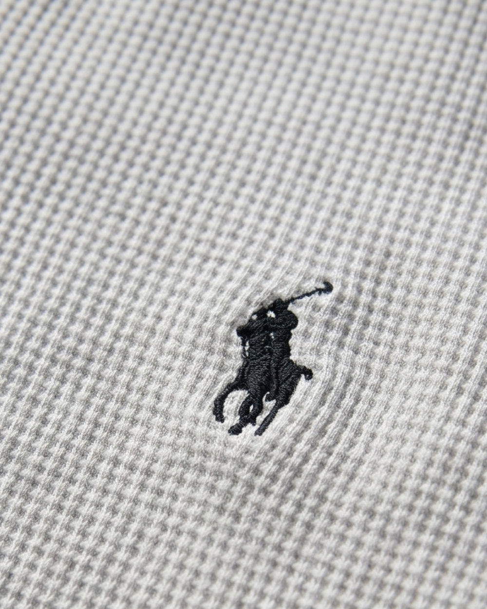 חולצת וופל ארוכה אפור בהיר לוגו שחור Polo Ralph Lauren