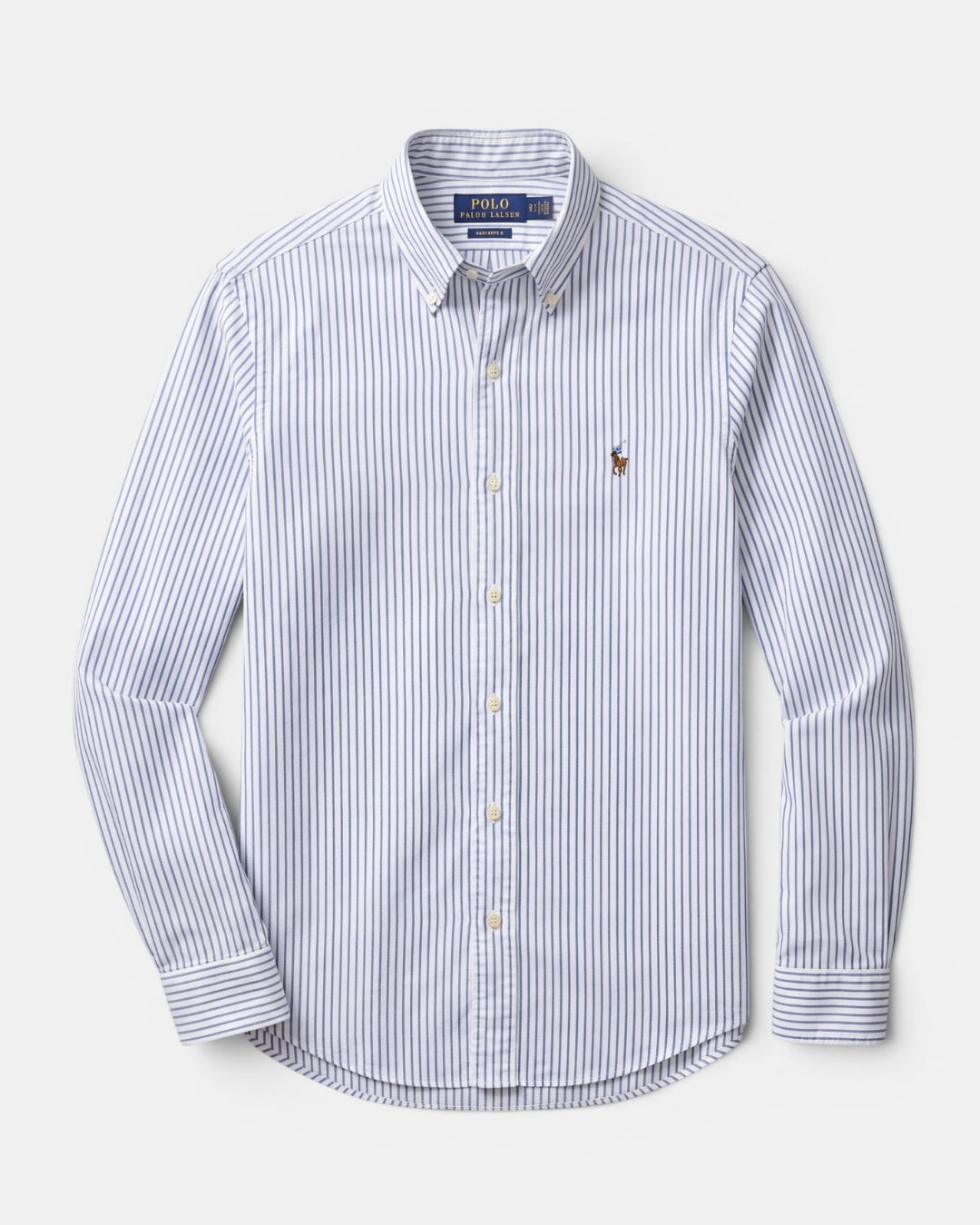 מכופתרת כותנה פסים כחול-לבן לוגו צבעוני Polo Ralph Lauren