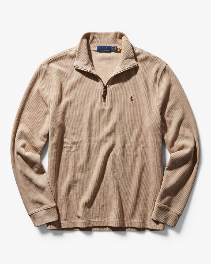 סריג חצי רוכסן מוקה לוגו צבעוני Polo Ralph Lauren