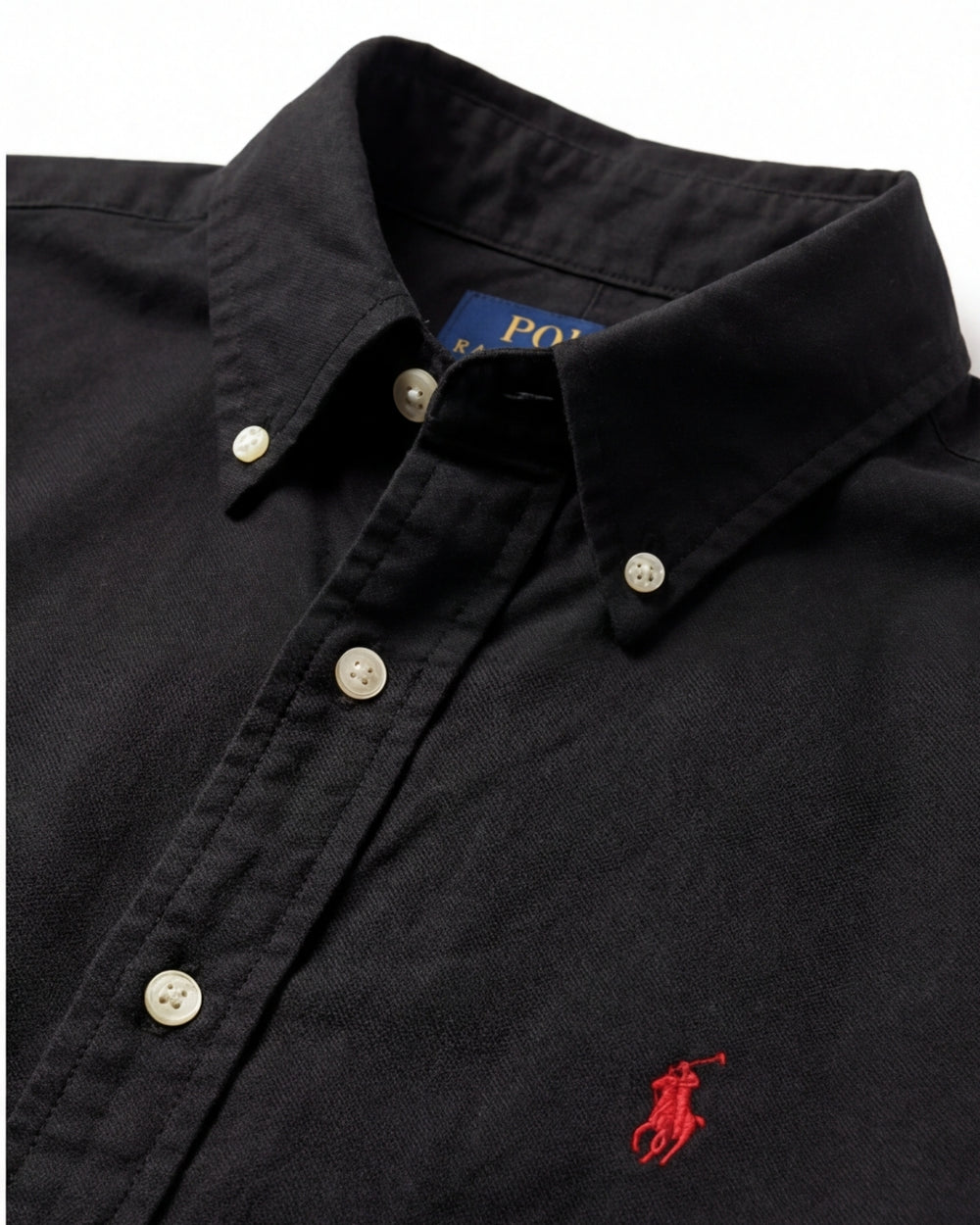 מכופתרת אוקספורד שחורה לוגו אדום Polo Ralph Lauren