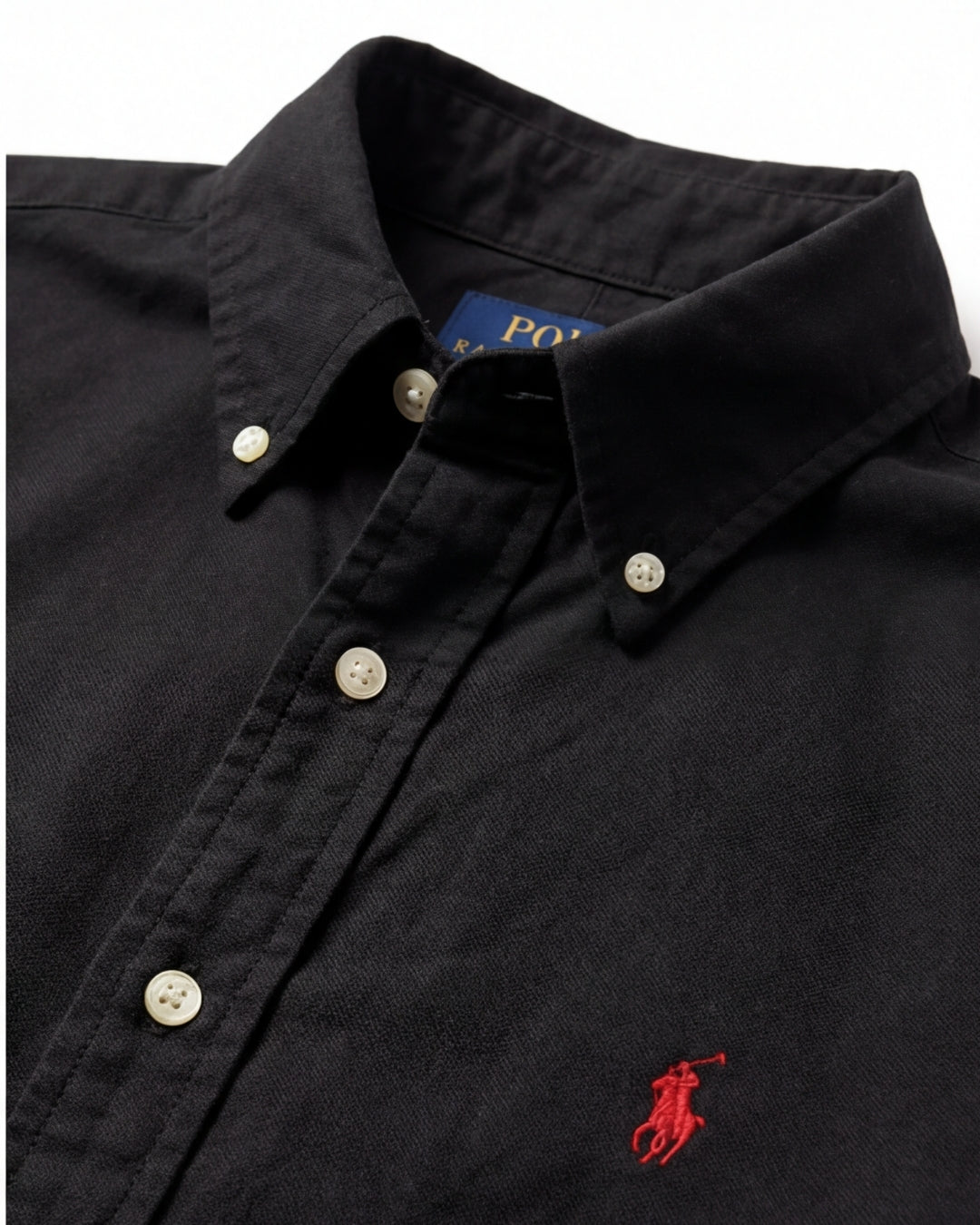 מכופתרת אוקספורד שחורה לוגו אדום Polo Ralph Lauren