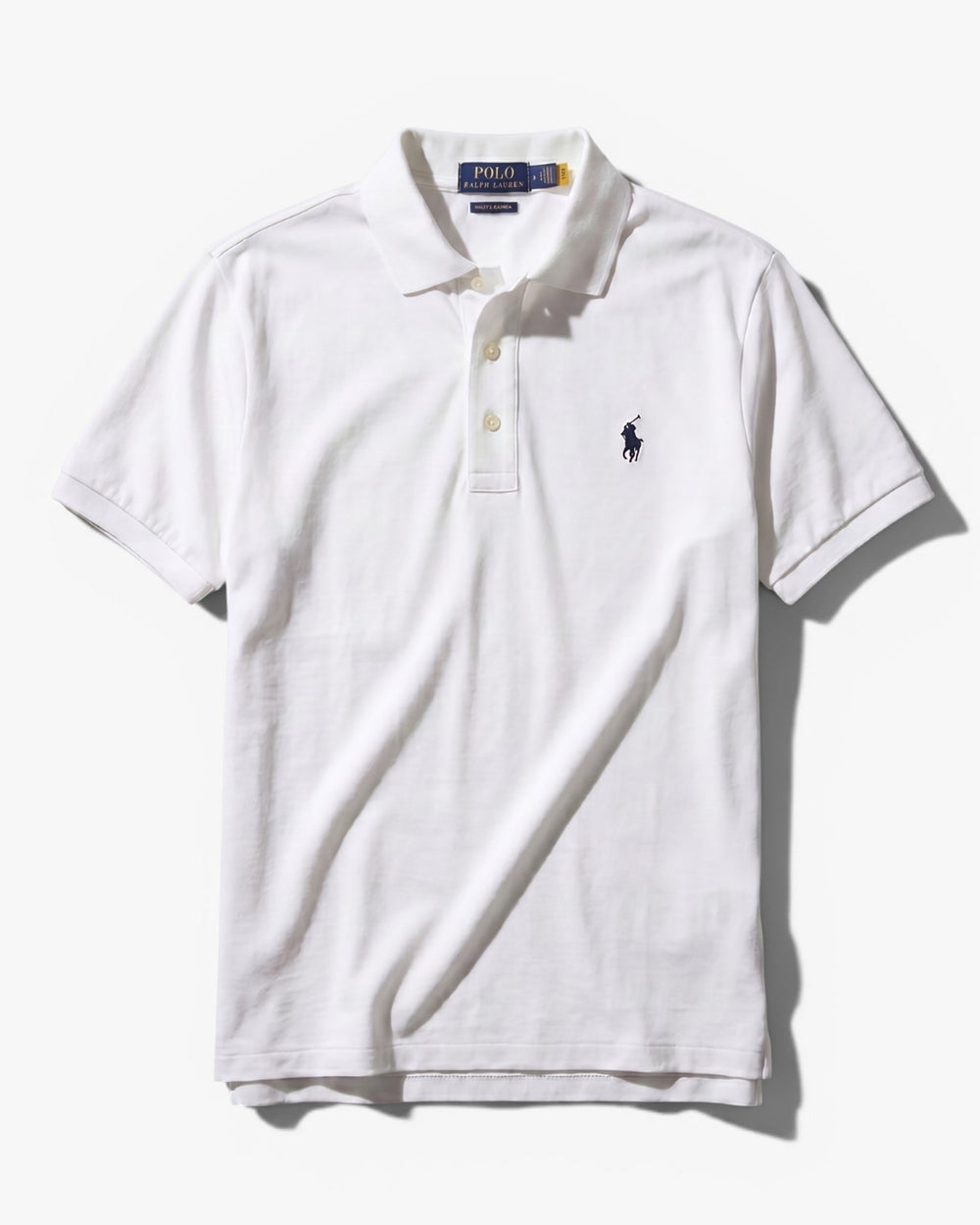 חולצת פולו לבנה לוגו כחול שלוש כפתורים Polo Ralph Lauren