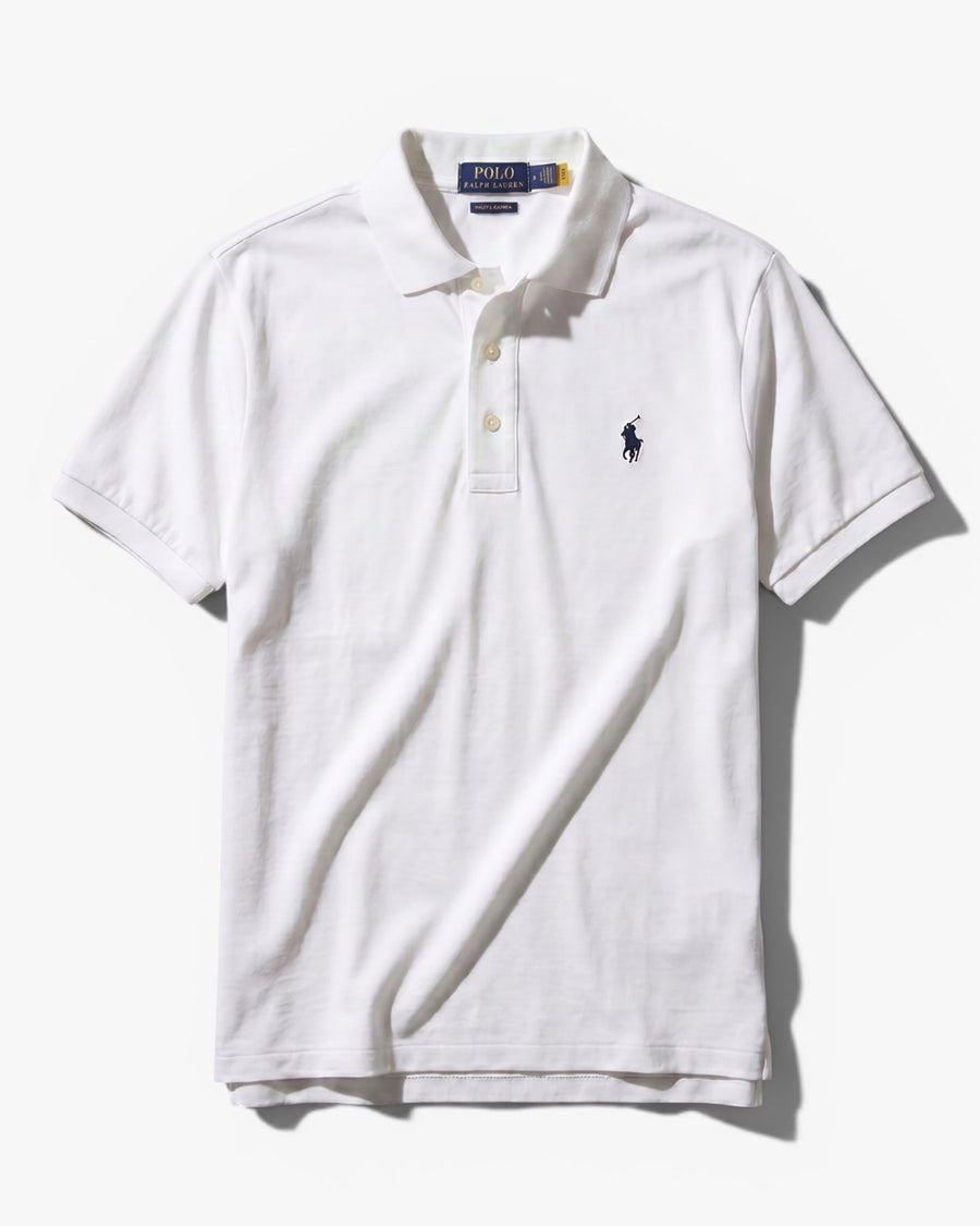 חולצת פולו לבנה לוגו כחול שלוש כפתורים Polo Ralph Lauren