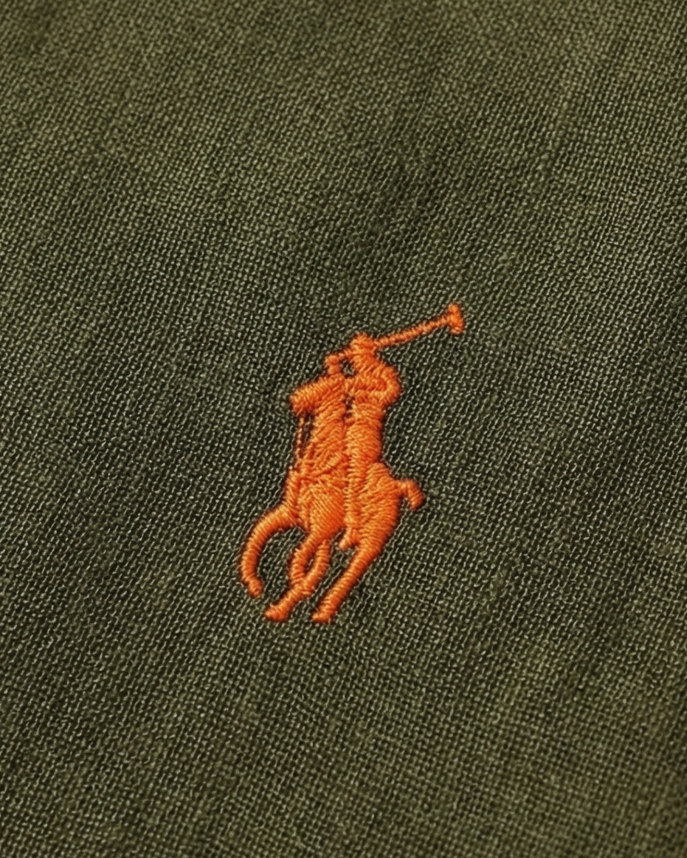 מכופתרת פשתן ירוקה לוגו כתום Polo Ralph Lauren