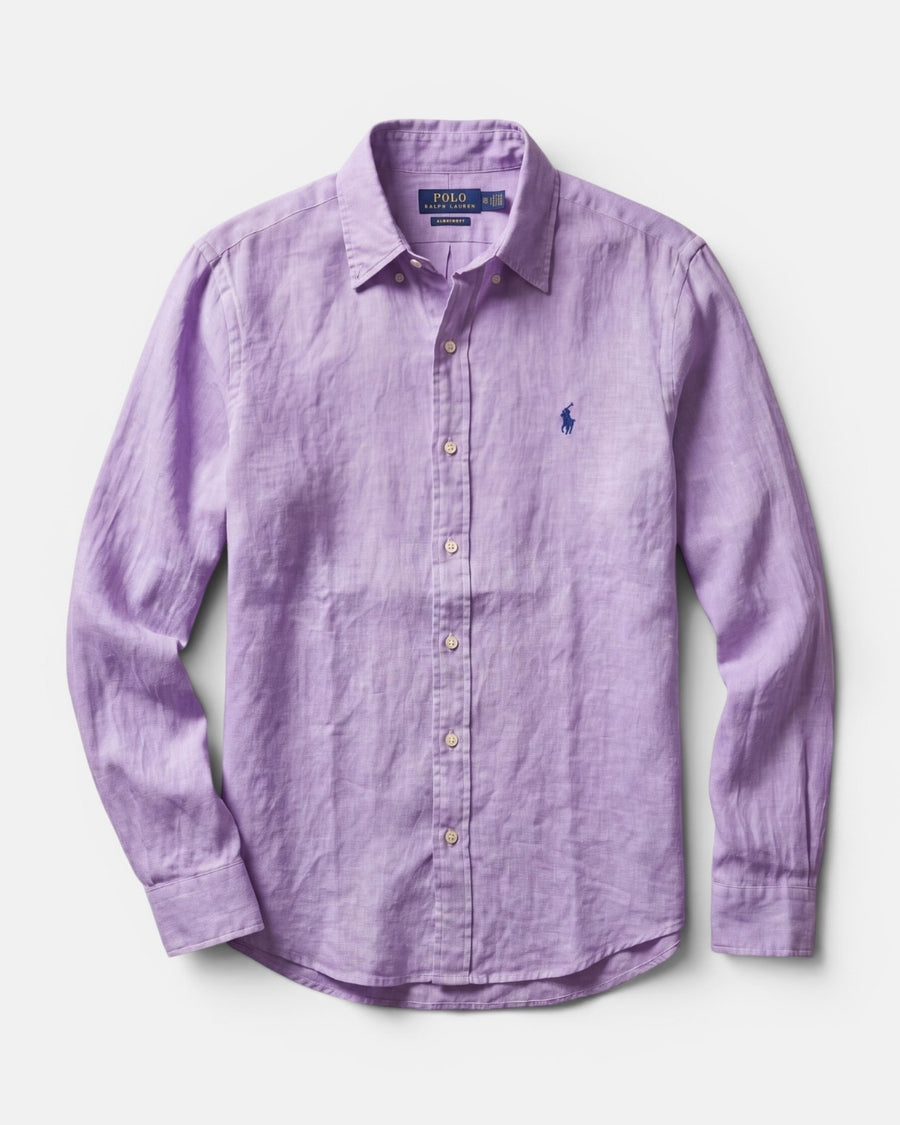 מכופתרת פשתן סגול בהיר לוגו נייבי Polo Ralph Lauren