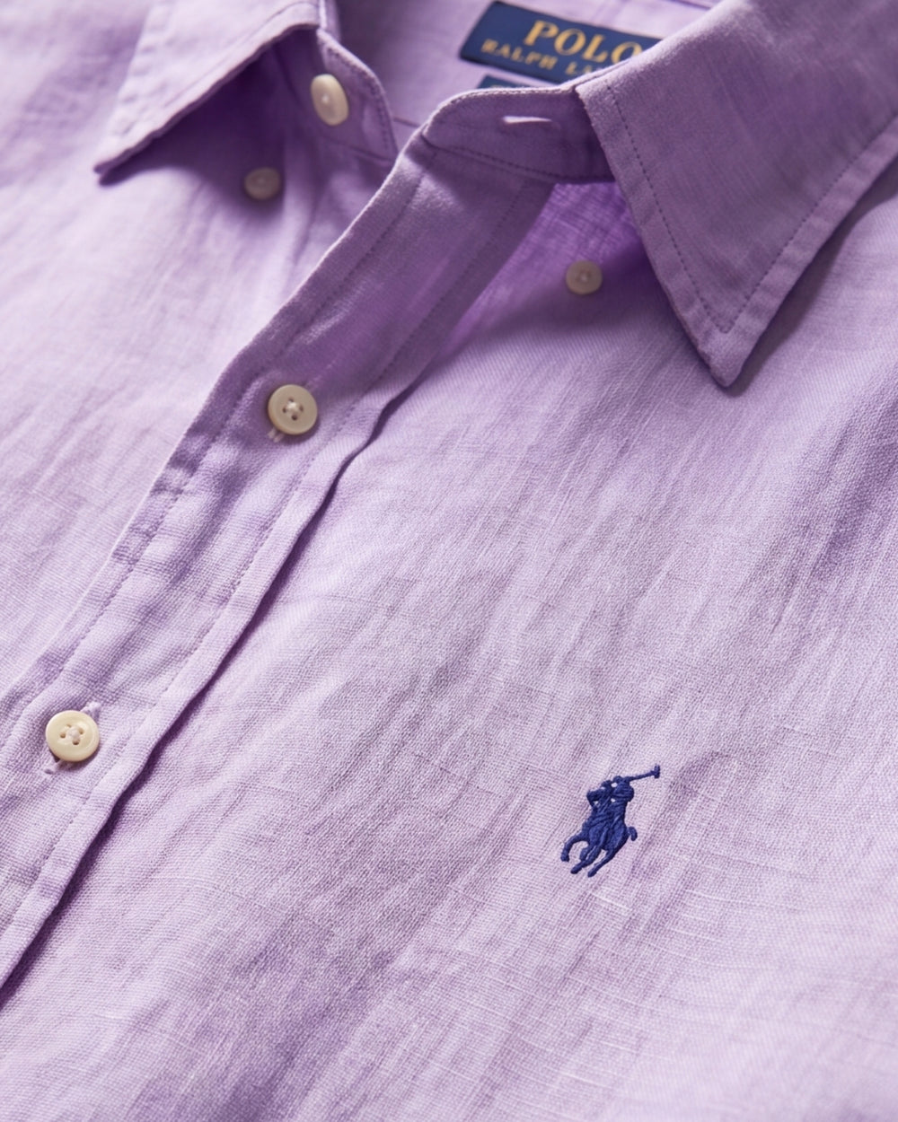 מכופתרת פשתן סגול בהיר לוגו נייבי Polo Ralph Lauren