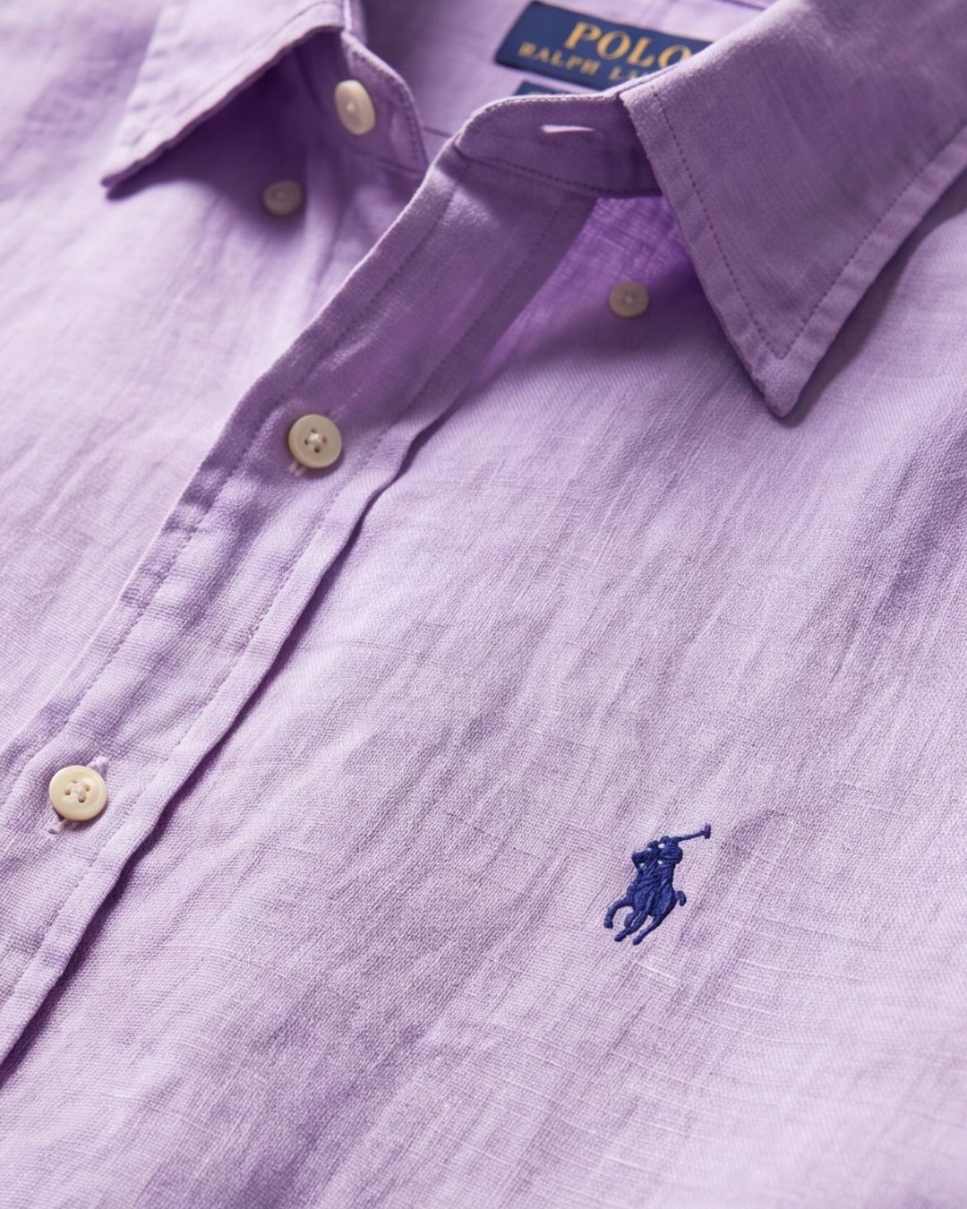 מכופתרת פשתן סגול בהיר לוגו נייבי Polo Ralph Lauren