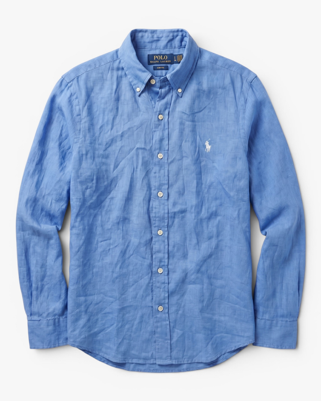 מכופתרת פשתן תכלת לוגו לבן Polo Ralph Lauren