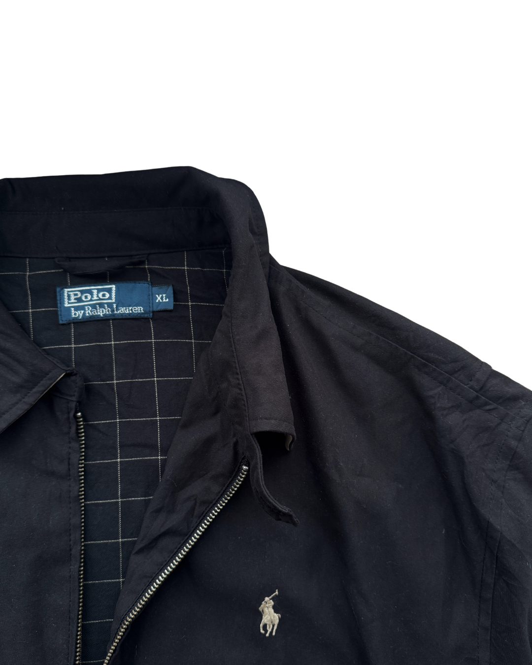 ‏RL Black & Beige Logo Bomber Jacket