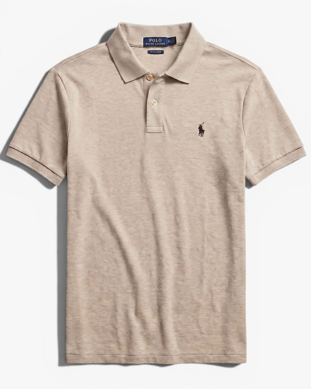 חולצת פולו בז לוגו חום Polo Ralph Lauren