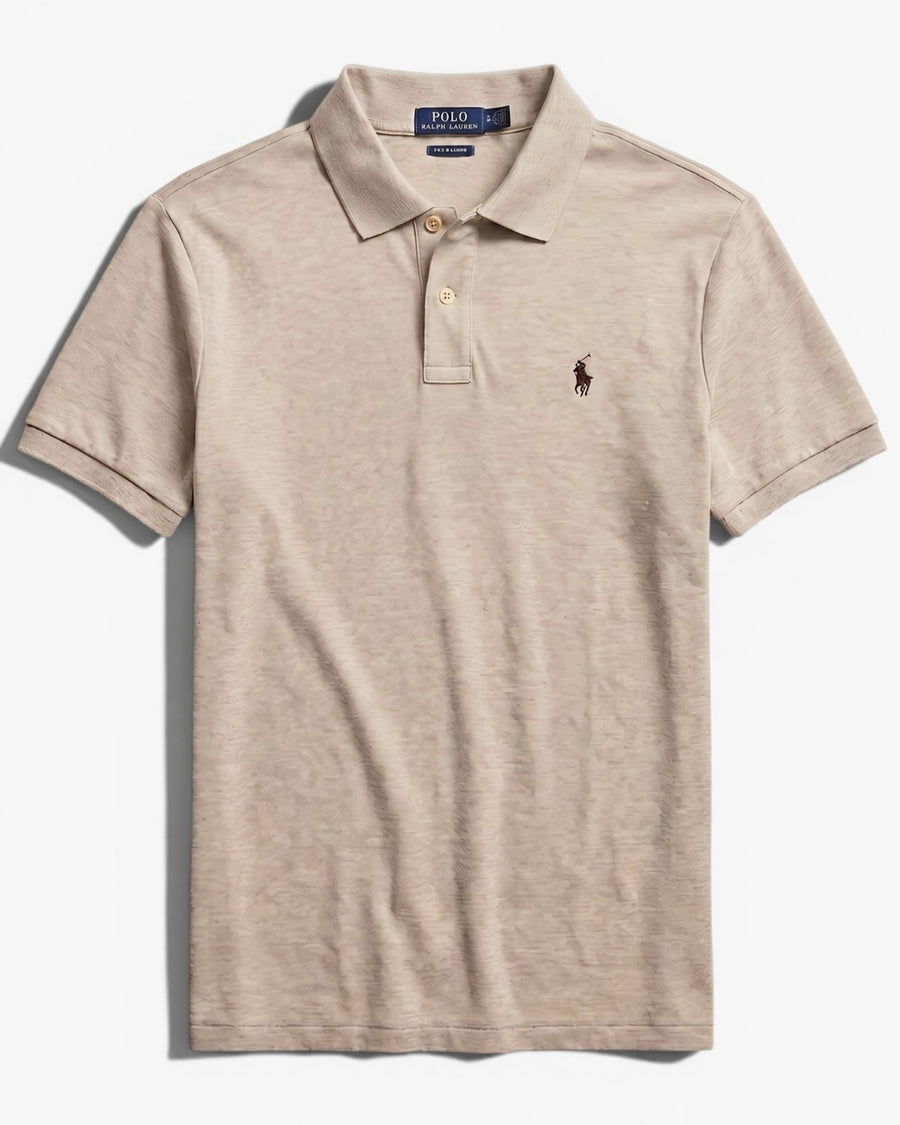 חולצת פולו בז לוגו חום Polo Ralph Lauren