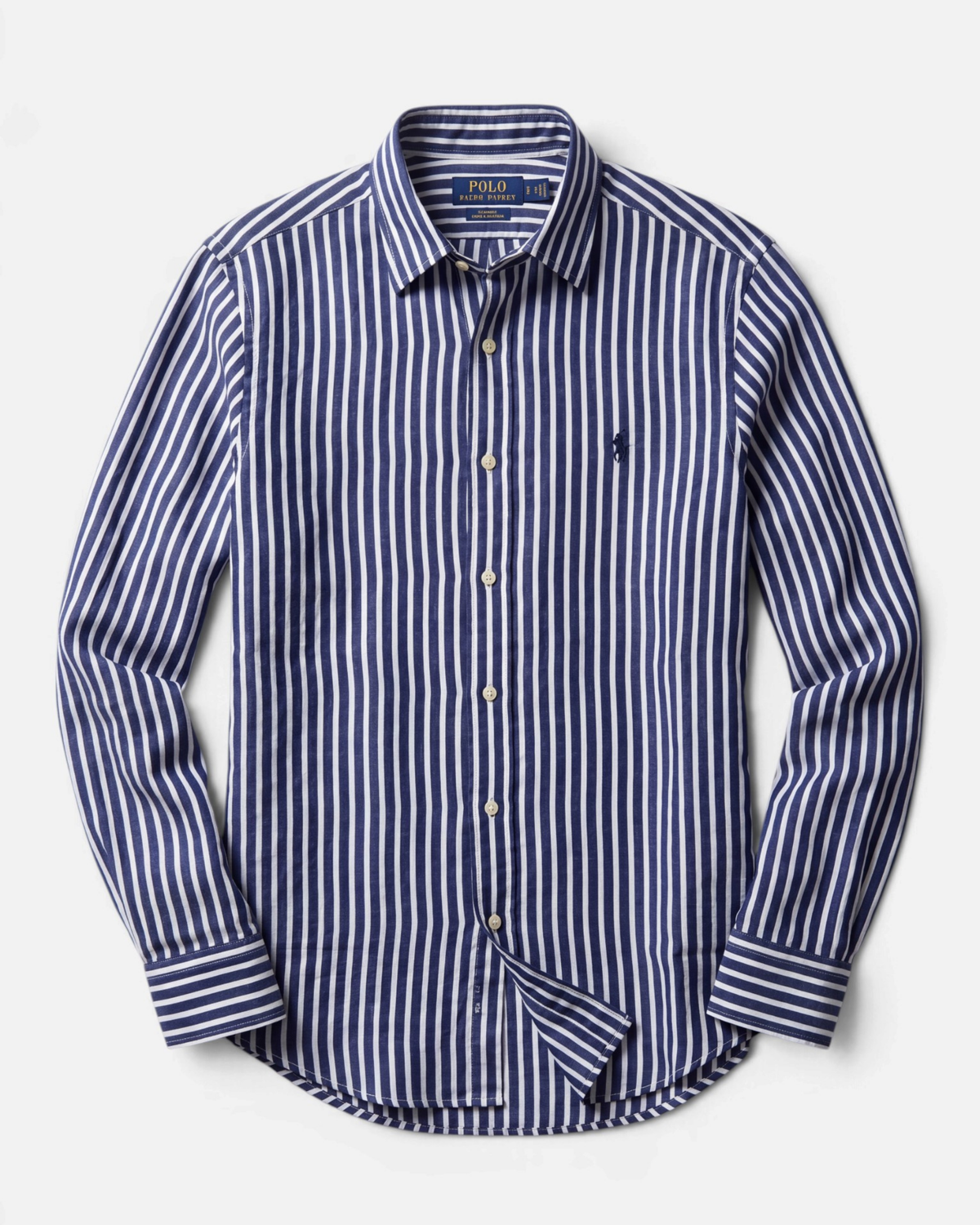 מכופתרת פשתן פסים כחול ים-לבן לוגו נייבי Polo Ralph Lauren