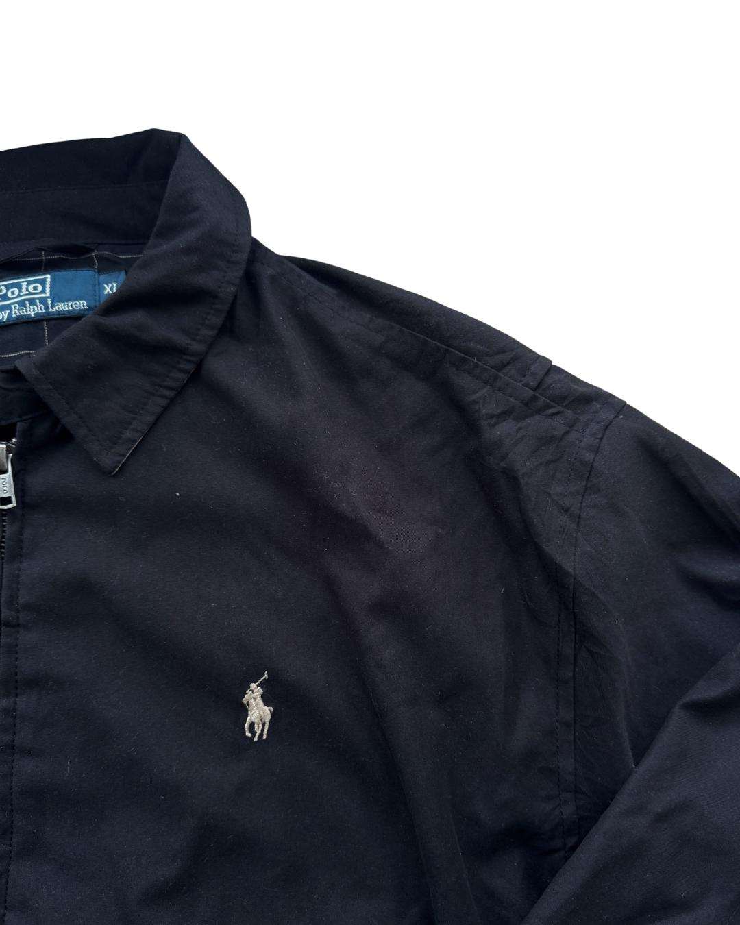 ‏RL Black & Beige Logo Bomber Jacket