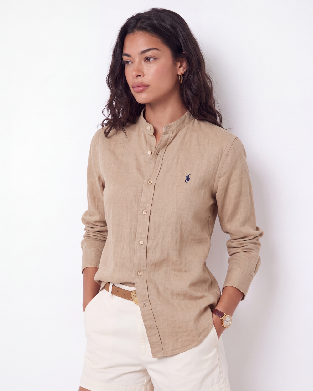 מכופתרת פשתן ב׳ז לוגו נייבי צאוורון סיני Polo Ralph Lauren