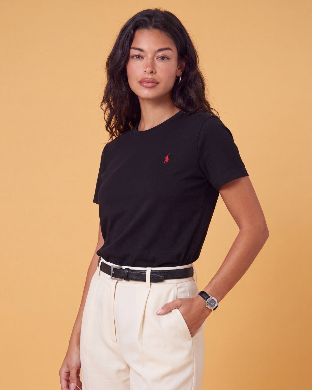חולצת טי-שירט שחורה לוגו אדום Polo Ralph Lauren