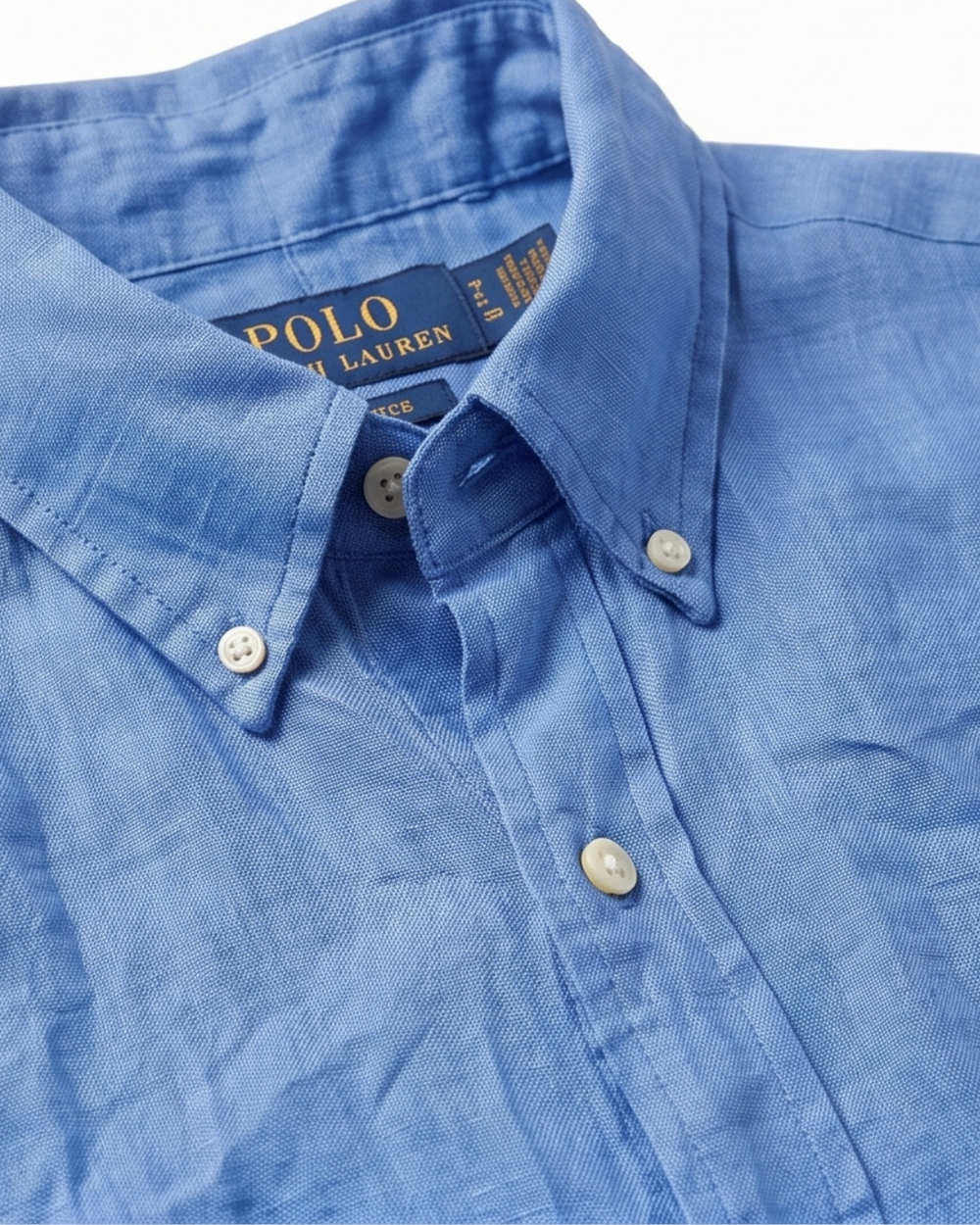 מכופתרת פשתן תכלת לוגו לבן Polo Ralph Lauren