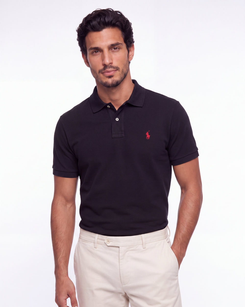 חולצת פולו שחורה לוגו אדום Polo Ralph Lauren