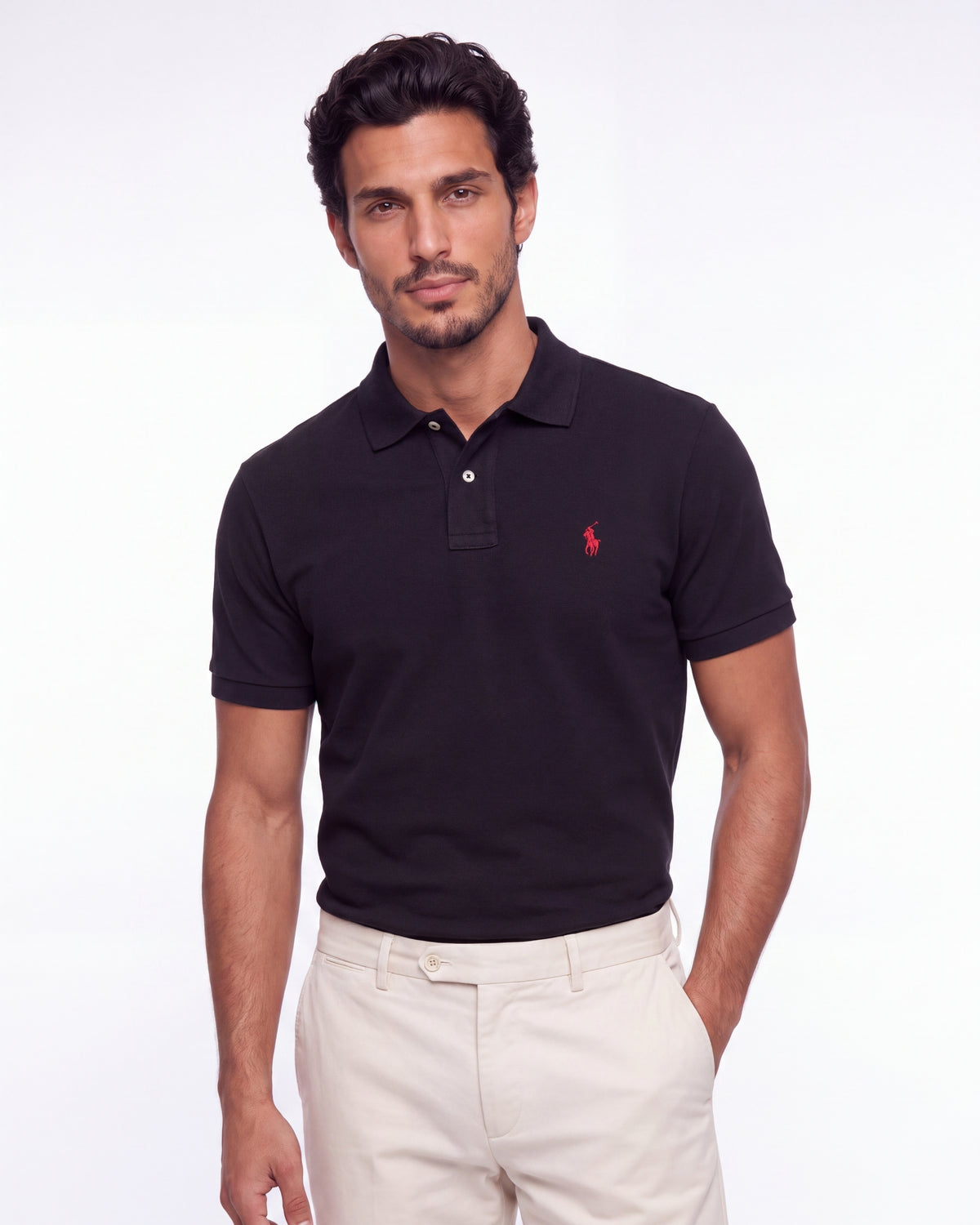חולצת פולו שחורה לוגו אדום Polo Ralph Lauren
