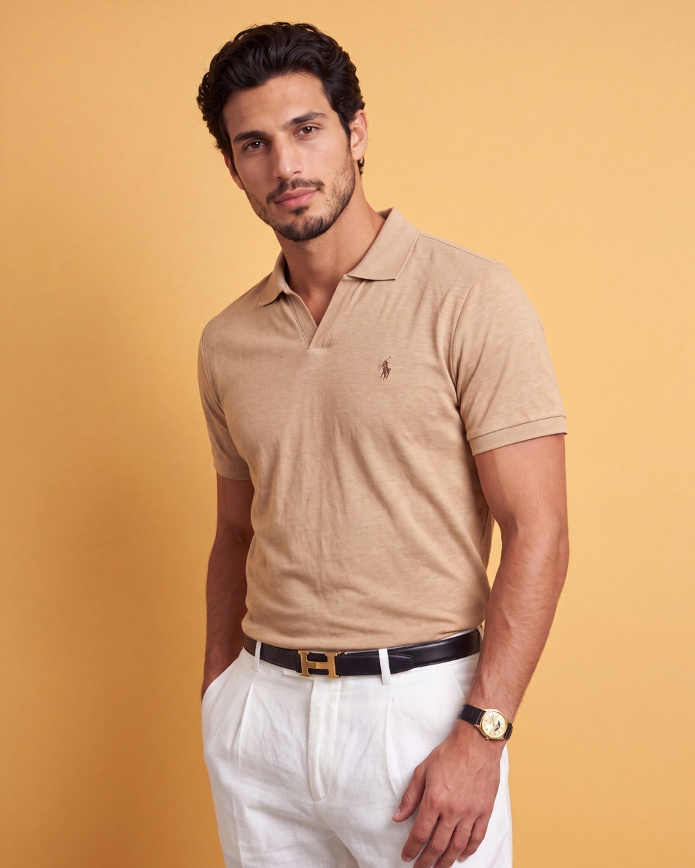 חולצת פולו ווי חומה לוגו חום Polo Ralph Lauren