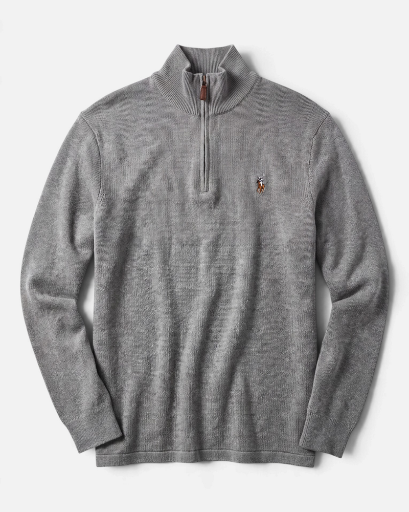 סריג חצי רוכסן אפור לוגו צבעוני Polo Ralph Lauren