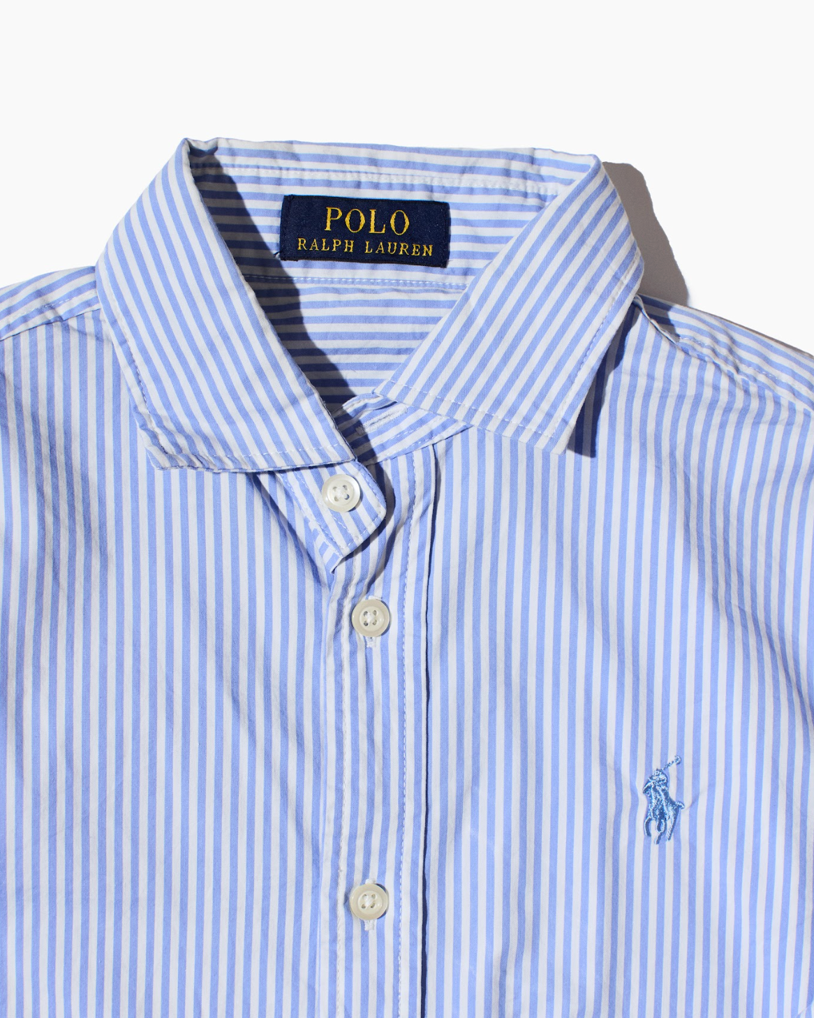 RL Blue & White Striped Light Blue Pony Shirt