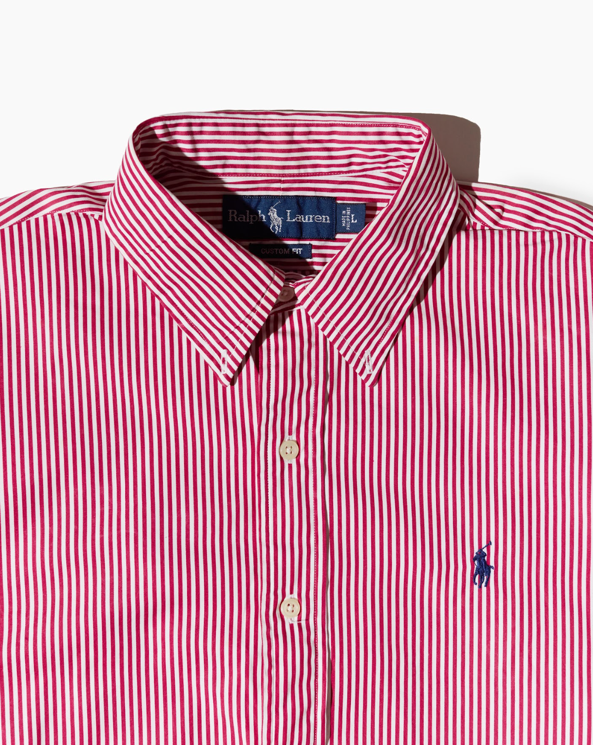 RL Red & White Striped Navy Logo Shirt