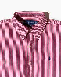 RL Red & White Striped Navy Logo Shirt