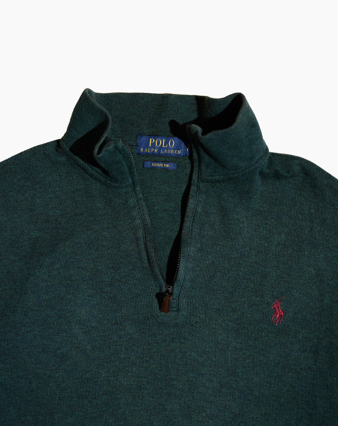 RL Dark Green Half Zip & Red Logo