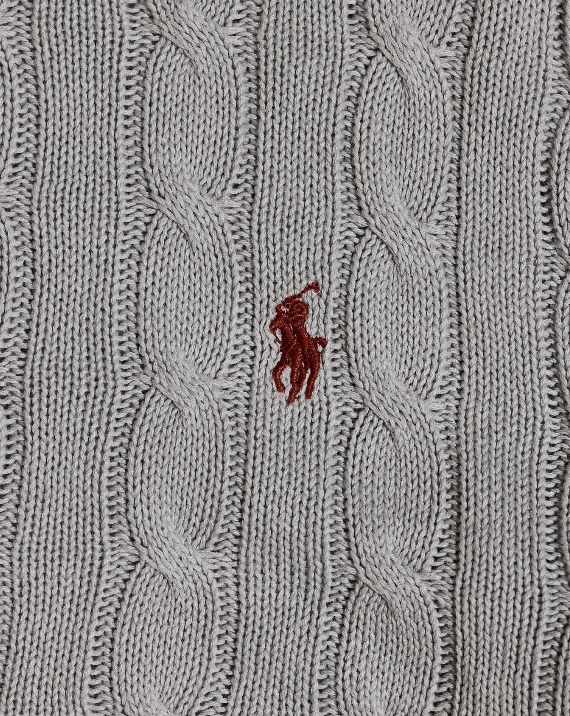 RL Grey Cable Knit Sweater & Red Logo