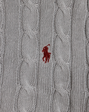 RL Grey Cable Knit Sweater & Red Logo